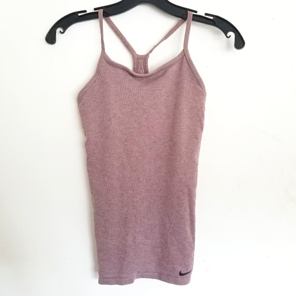 Nike Racerback Built In Cami Workout Active Tank Top Mauve Pink Purple Sz Small